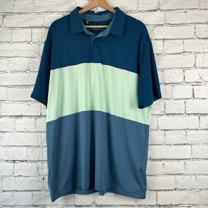 UNDER ARMOUR Polo Shirt Mens 2XL Blue Colorblock The Playoff Polo Golf Heatgear